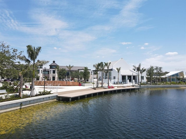 dock area featuring a water view