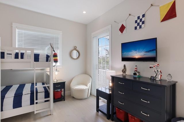 bedroom featuring light hardwood / wood-style flooring