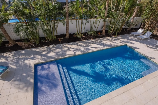 view of swimming pool featuring a patio area