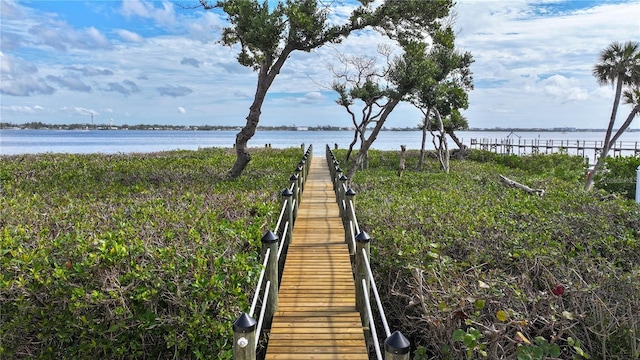 view of property's community with a water view