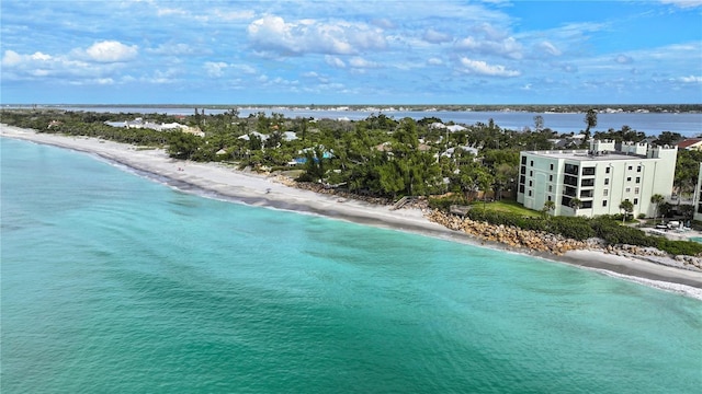 aerial view with a beach view and a water view