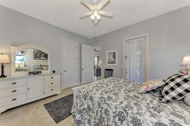 bedroom featuring ceiling fan