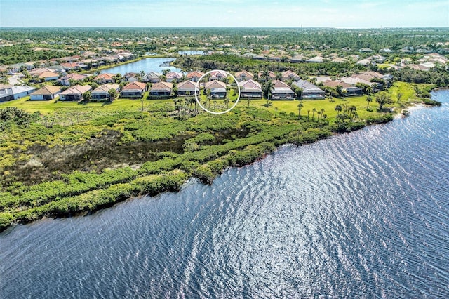 bird's eye view featuring a water view