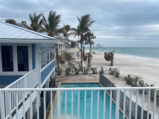 view of water feature featuring a view of the beach