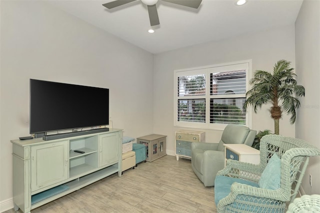 living room with light wood-type flooring