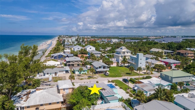 aerial view with a residential view and a water view