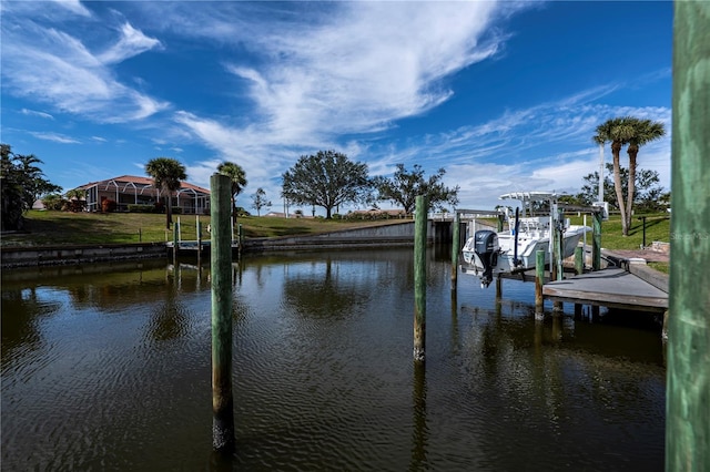 dock area with a water view