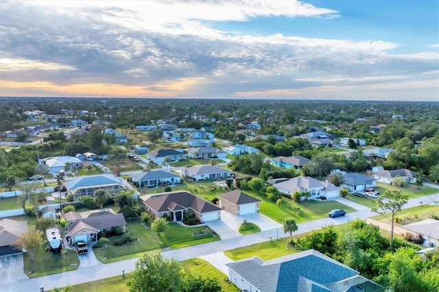 view of aerial view at dusk