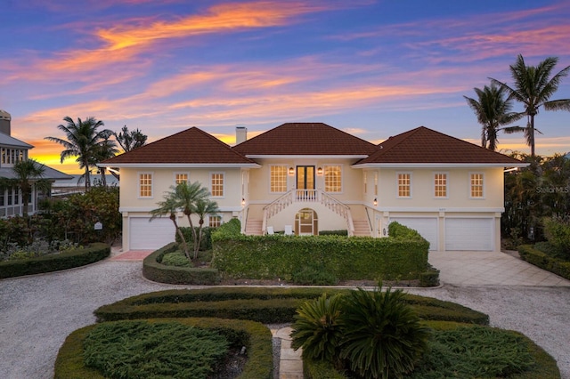 view of front of house with a garage