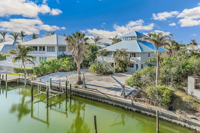 view of dock featuring a water view