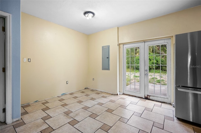 doorway featuring electric panel and french doors