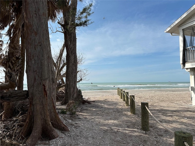 view of water feature with a view of the beach