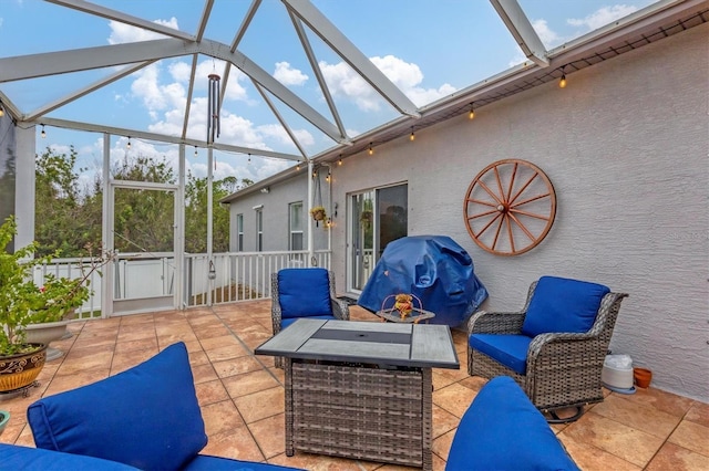 sunroom with a skylight and plenty of natural light