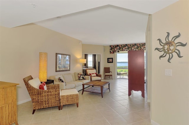 view of tiled living room