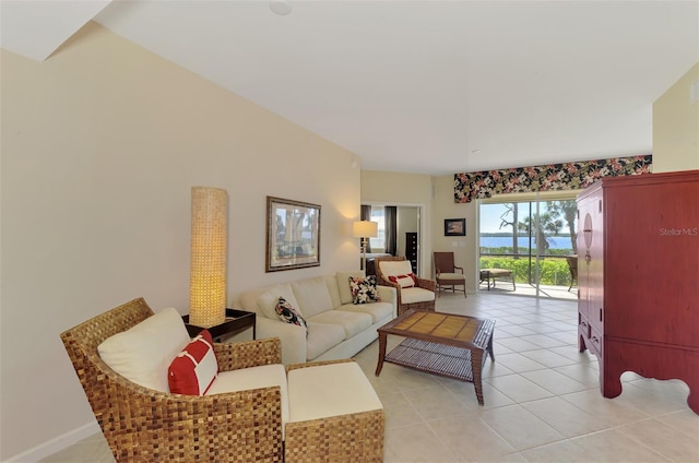 view of tiled living room