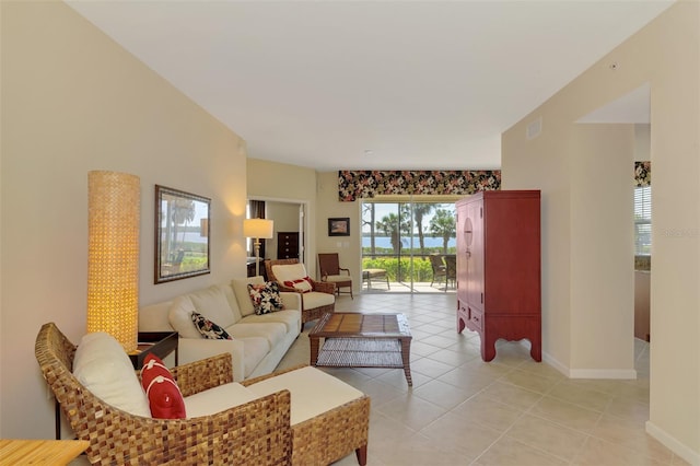 view of tiled living room