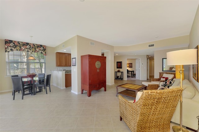 view of tiled living room