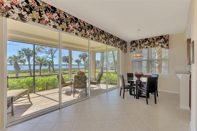 dining area with tile patterned floors