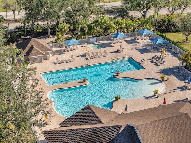 view of pool featuring a patio