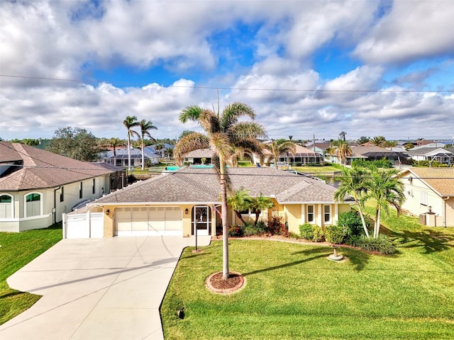 view of front of house featuring a garage and a front yard