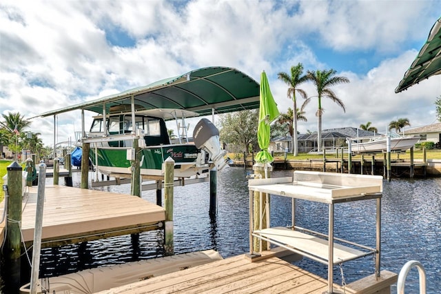 view of dock featuring a water view