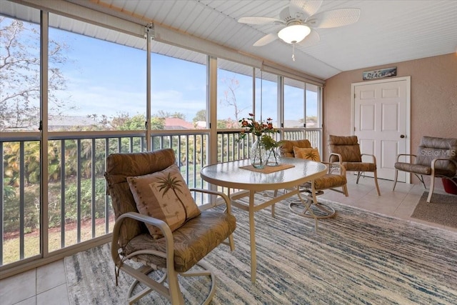 sunroom / solarium featuring ceiling fan and a healthy amount of sunlight