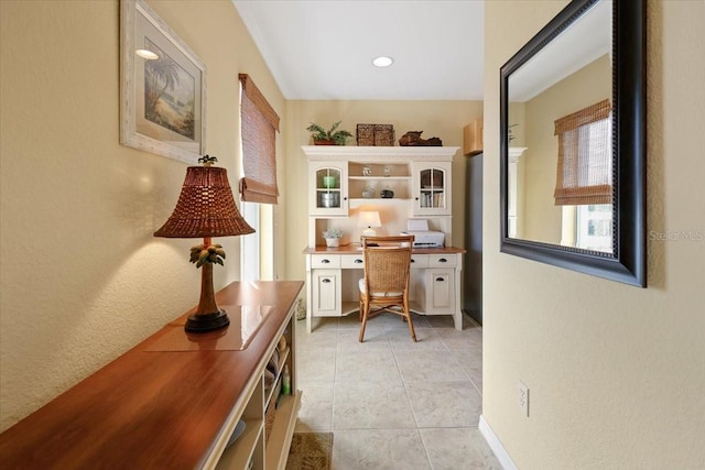 view of tiled home office