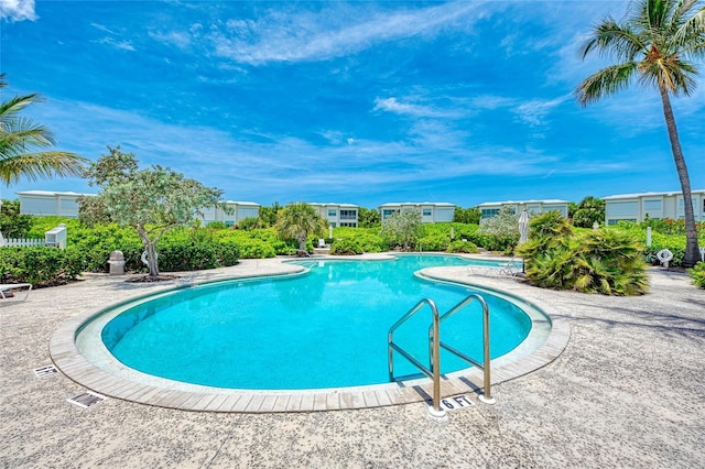 view of swimming pool featuring a patio