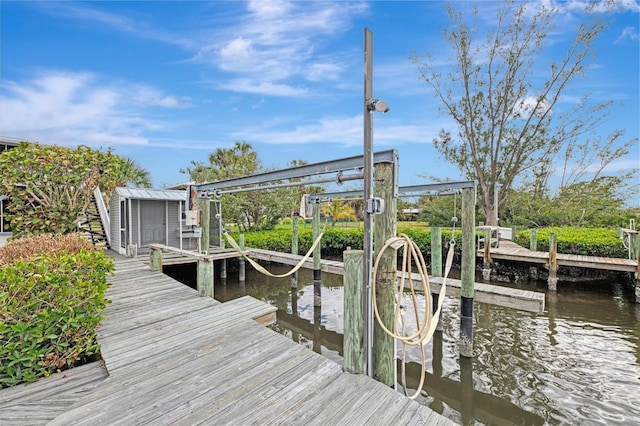 view of dock featuring a water view