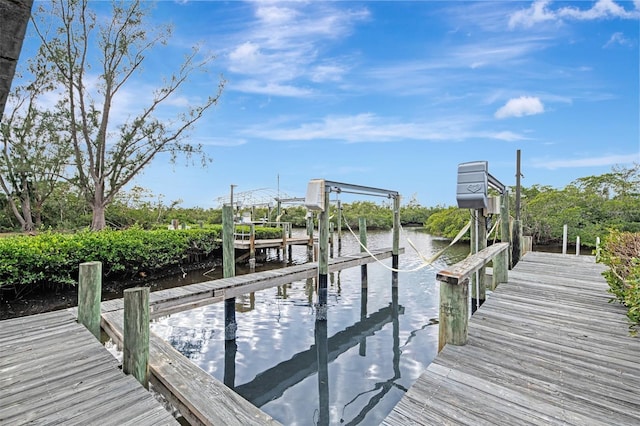 view of dock featuring a water view