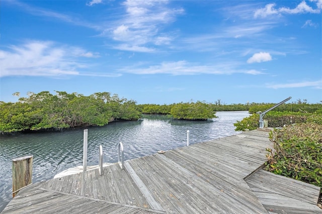 view of dock featuring a water view