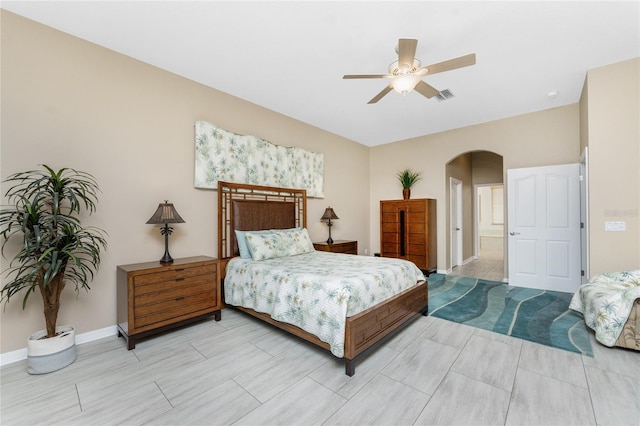 bedroom featuring ceiling fan