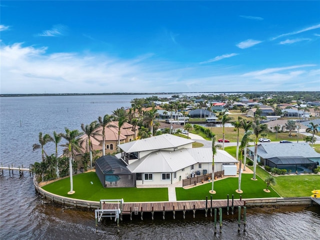 bird's eye view featuring a water view