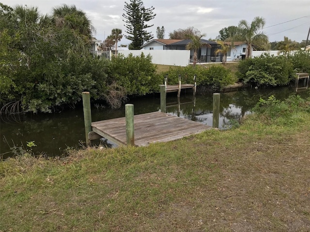 view of dock featuring a water view