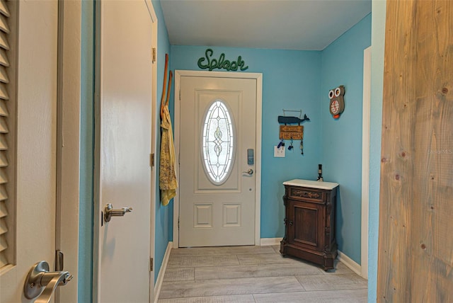 entrance foyer with light hardwood / wood-style floors