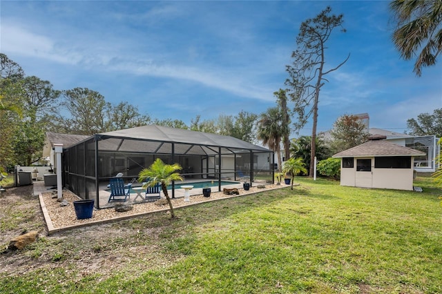 view of yard featuring a lanai and a patio area