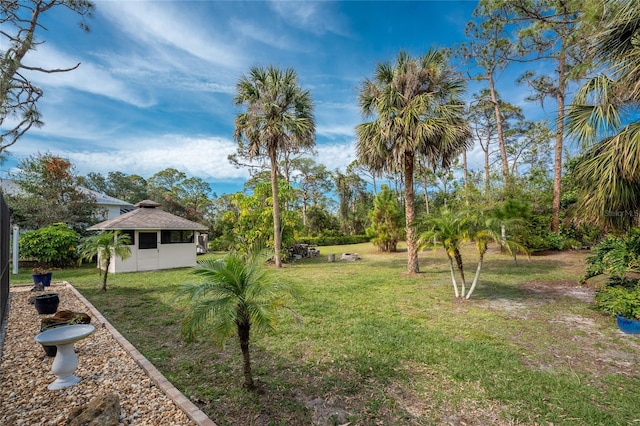 view of yard with a gazebo