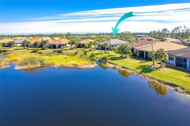 bird's eye view featuring a water view