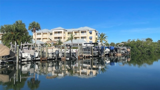 view of dock featuring a water view