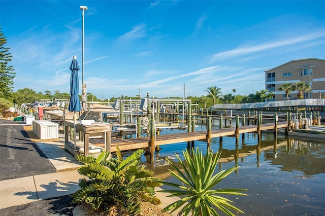 dock area featuring a water view