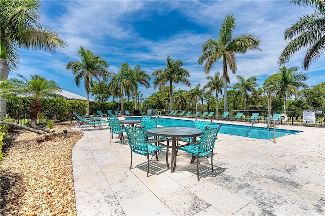 view of pool featuring a patio