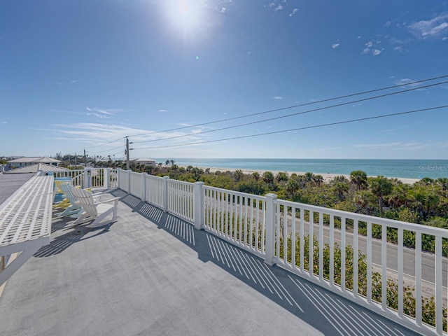 view of patio / terrace featuring a water view