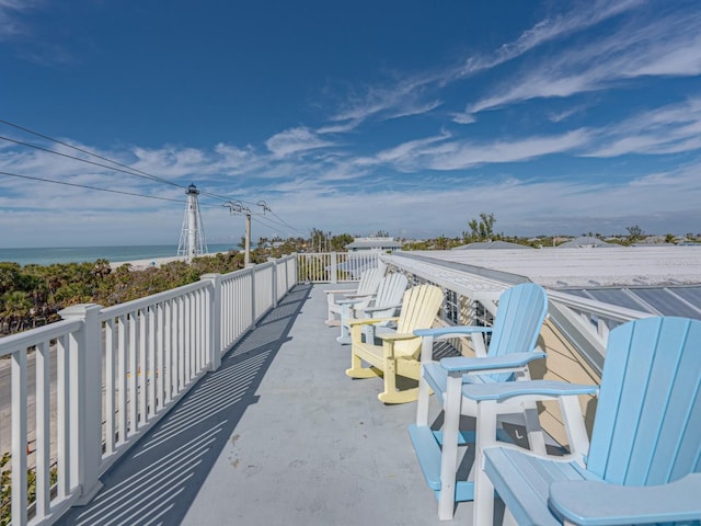 view of patio / terrace featuring a water view