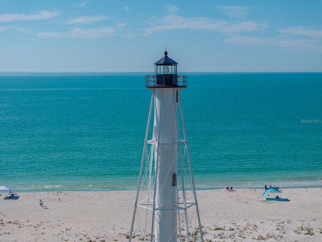 property view of water with a beach view