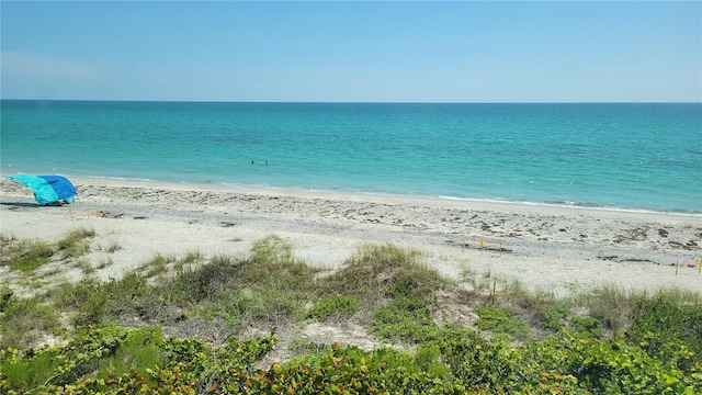 view of water feature with a view of the beach