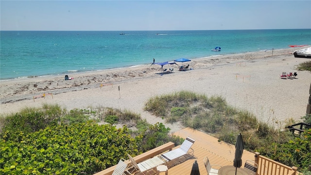 property view of water with a beach view