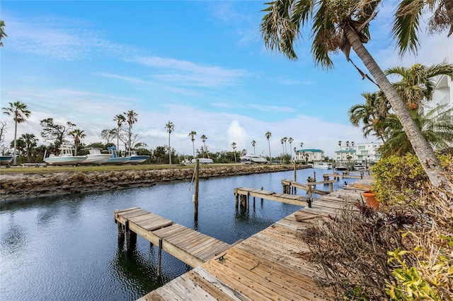 view of dock featuring a water view