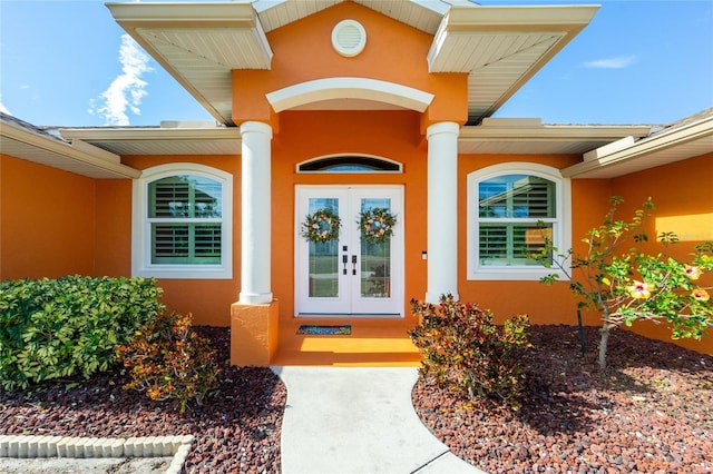 doorway to property featuring french doors