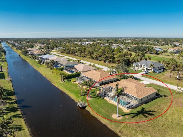 bird's eye view featuring a water view