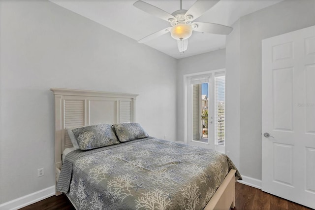 10360 Longshore Rd Unit 66, Placida, FL 33946 - bedroom featuring dark wood-style flooring and ceiling fan